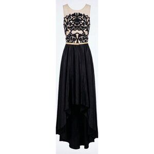 Jackie Jon New York Black & Beige Scroll Gown